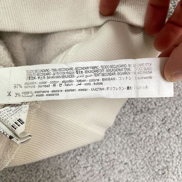 Zara Sof Fleece Pullover Sweatshirt Womens Large Beige Crew Neck Cotton Casual - Picture 9 of 14